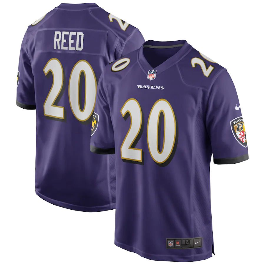 Men Baltimore Ravens 20 Ed Reed Nike Purple Game Retired Player NFL Jersey